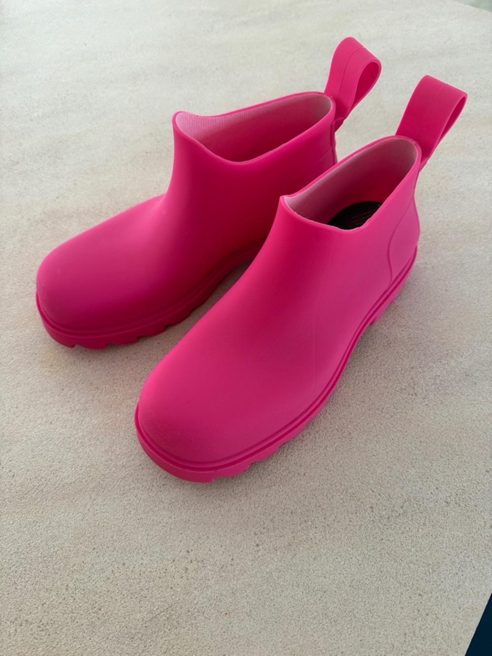 Free People Hot Pink Waterproof Slip-On Ankle Rain Boots